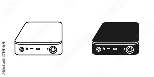 External hard drive icon in outline and glyph style vector image