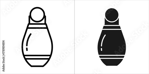 Black and white cosmetic bottle icon vector illustration