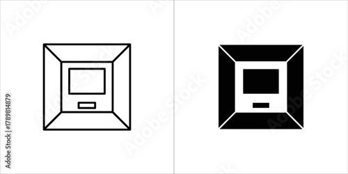 Atm machine icon set, representing financial transactions and banking services