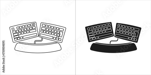 Ergonomic keyboard icon set, designed for comfortable typing and reduced strain