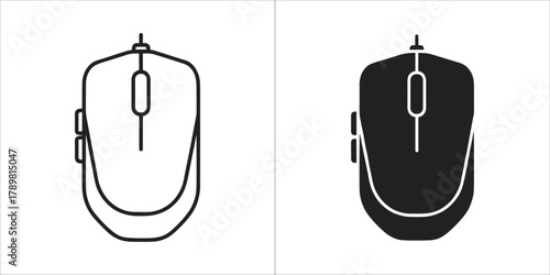 Computer mouse icon set, representing input device for computers