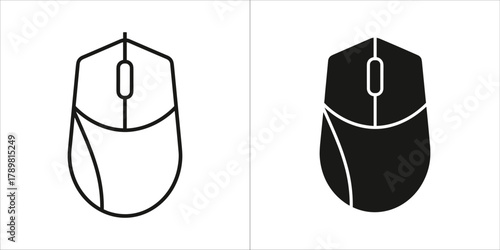 Computer mouse icon set, representing technology and input device