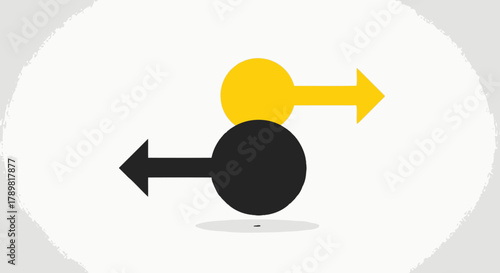 Black and yellow arrows pointing in opposite directions icon.
