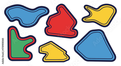 Collection of Colorful Racing Track Outlines on White Background.