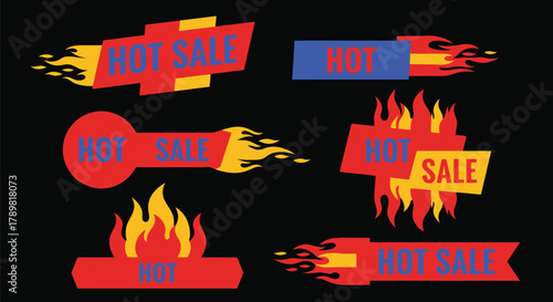 Dynamic hot sale banners with fiery accents for urgent promotions