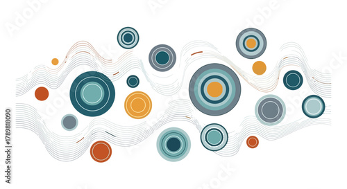 Abstract Circular Shapes with Concentric Rings and Swirling Patterns.