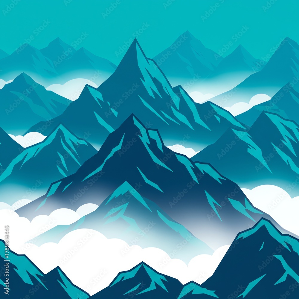 Fototapeta premium Mountain range landscape with cloudy sky