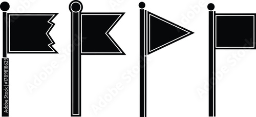 Diverse flag shapes for marking locations, achievements, or alerts