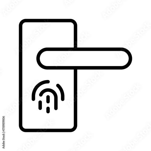 Outline door lock fingerprint smart security line art
