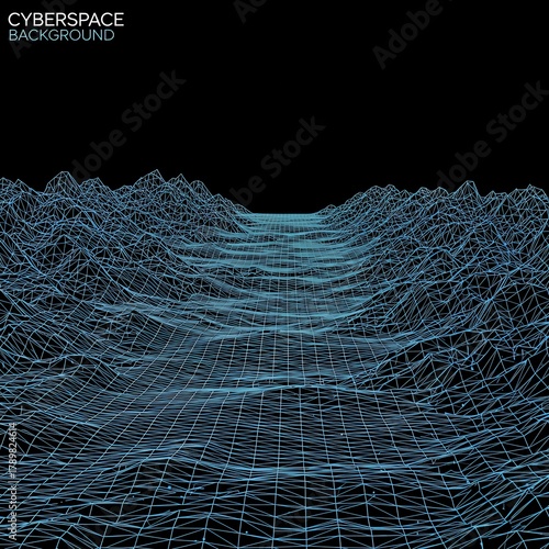 Cyber landscape grid network digital background