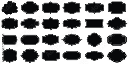Collection of 24 Black Decorative Labels and Frames