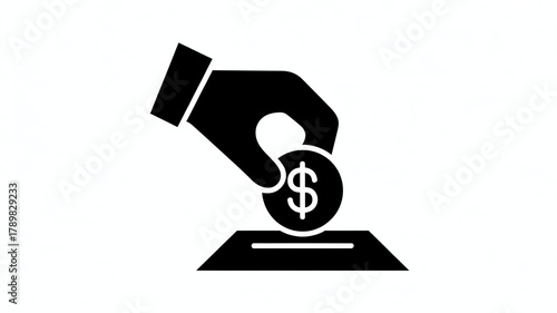 Hand inserting coin with dollar sign into slot