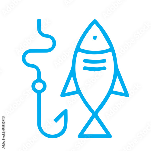 Fishing Hook and Fish Icon