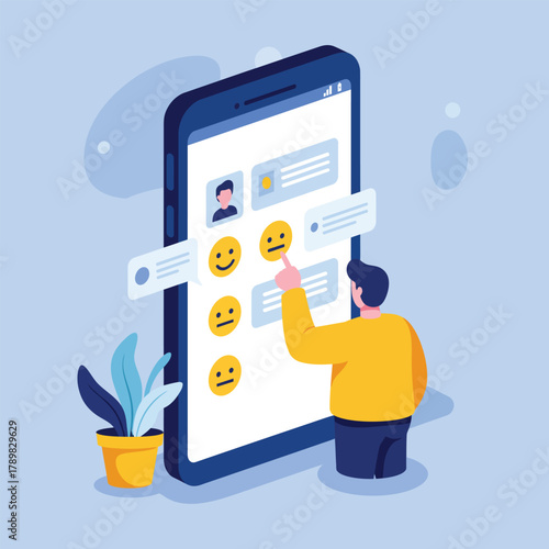 Mobile Feedback Survey User Interaction Flat Illustration