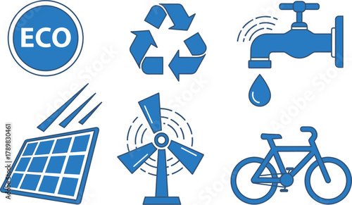 Go green icons for sustainable living and environmental protection