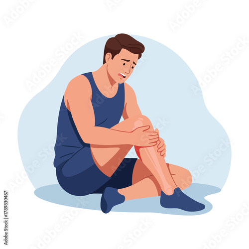 Man suffering from knee pain sports injury illustration