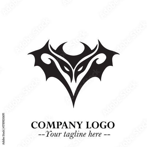 Head of Vampire Logo Symbol in Black on the White Background with Gothic Horror Vector Design