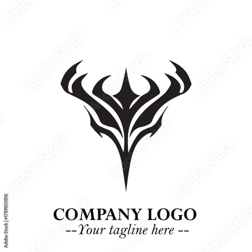 Head of Vampire Logo Symbol in Black on the White Background with Gothic Horror Vector Design