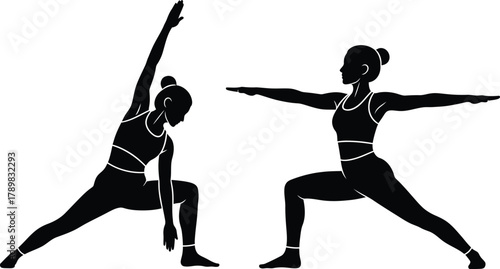 Elegant yoga poses silhouette for wellness and flexible lifestyle