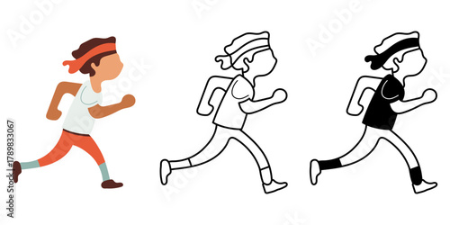 A fit young man running isolated vector illustration
