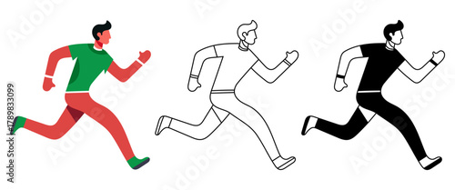 Athletic man running isolated vector illustration