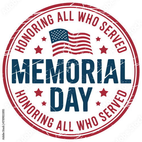 Memorial day honoring all who served american flag emblem