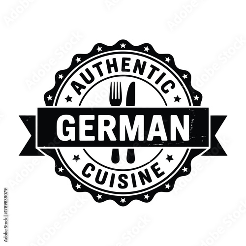 Authentic german cuisine emblem with fork and knife
