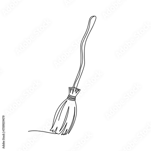 Simple outline of a broomstick in minimalistic design  