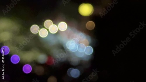 Police lights in blur, accident with police, blurred frame with a police car. Police patrol car with flashing special signal rushes along road. High quality 4k footage
