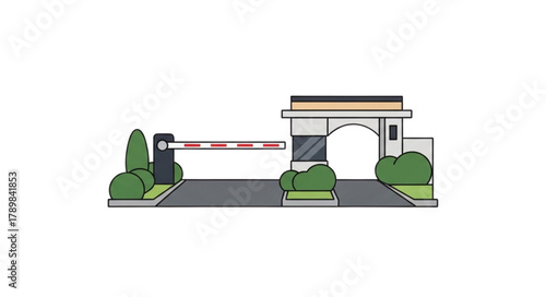 Stylish entrance gate design ensures secure access to property with a modern architectural element emphasizing controlled entry and exit for visitors