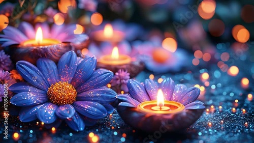 Flower Candle Art, Glowing Flower Candle for Relaxation  Flower Candle Aesthetic Photography, fantasy candle decor, meditation flower lamp