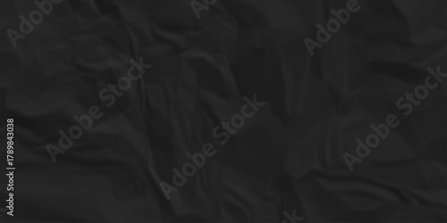 Dark black crumpled paper background. old paper wrinkle texture pattern. cardboard wrinkled arts craft and Seamless black crumpled paper.	