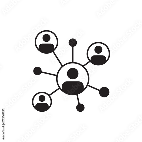 Business Team Network Structure Illustration. Teamwork and Communication Network Symbol.