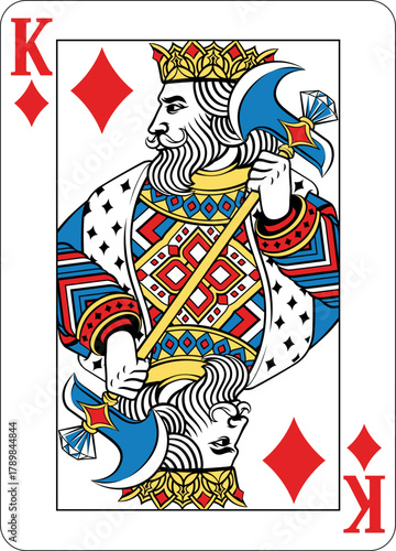 King of Diamonds design from a new original deck of playing cards.