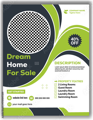 Modern Property Listing Flyer Real Estate Sale Promotion Poster Vector Illustration