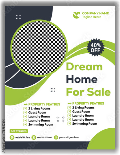 Elegant Home Sale Poster Modern Real Estate Flyer Template in Orange and Black