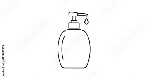 Sleek modern liquid soap dispenser icon with a single drop falling perfect for hygiene and personal care branding, Generative AI.