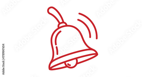 Vibrant red bell ringing with sound waves symbolizing alert notification or announcement perfect for modern design projects, Generative AI.