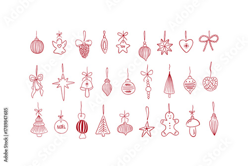 Hand drawn Christmas tree decoration clipart