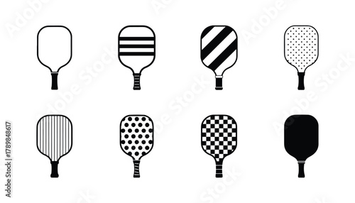 Minimal pickleball paddles collection with various patterns and designs