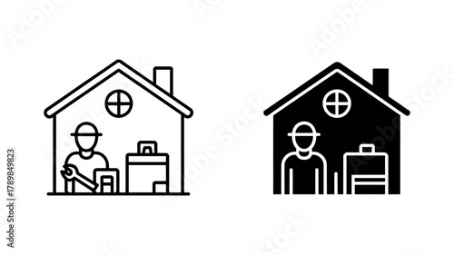 Home repair service, featuring a handyman at work, ideal for illustrating home maintenance, renovation, and professional assistance