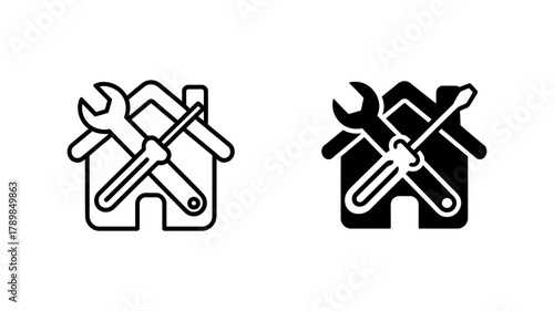 Home repair icon vector illustration house repair symbol renovation service concept construction and maintenance sign