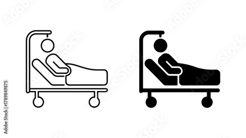 Hospital bed icon vector illustration patient in hospital bed symbol medical care concept health and medicine sign