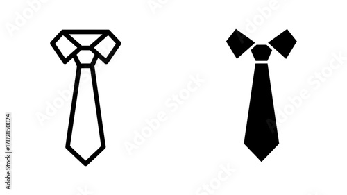 Necktie icon set, featuring a classic necktie design suitable for formal wear and professional attire concepts