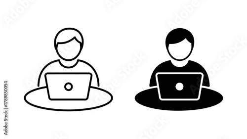 Person working at desk with laptop, symbolizing office work, online meeting, or digital communication