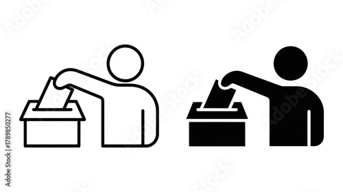 A person putting a ballot in a ballot box, vector illustration symbol of the election and voting process