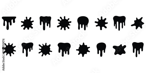 Black Ink Splatter and Drip Icons