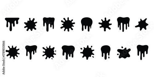 Black Ink Splatters and Drips Collection