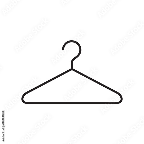 Clothes Hanger Line Icon in Minimal Style. Simple Black and White Hanger Vector Icon Design.