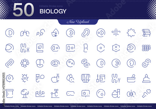 Biology stroke icon. Biology line icon set. editable stroke icon pack. Line, Thin, Linear Style Icon Bundle. Fully Customizable